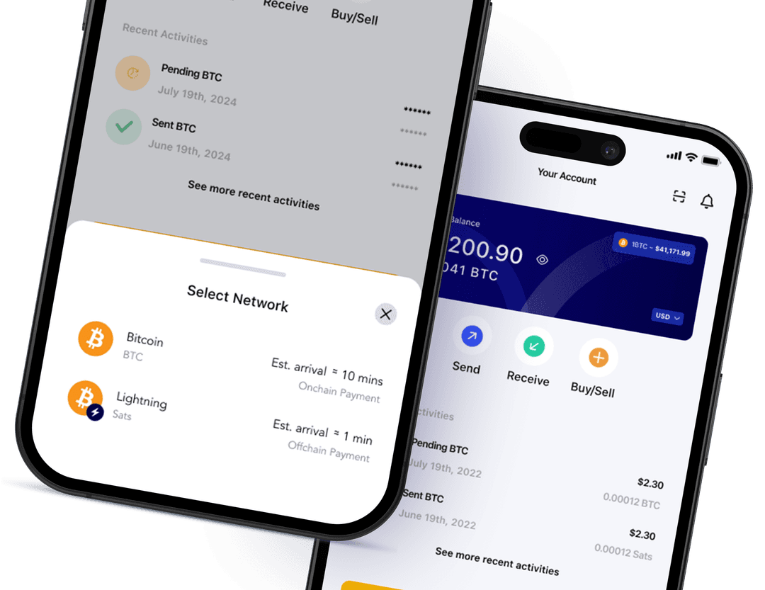iPayBTC app on two phones